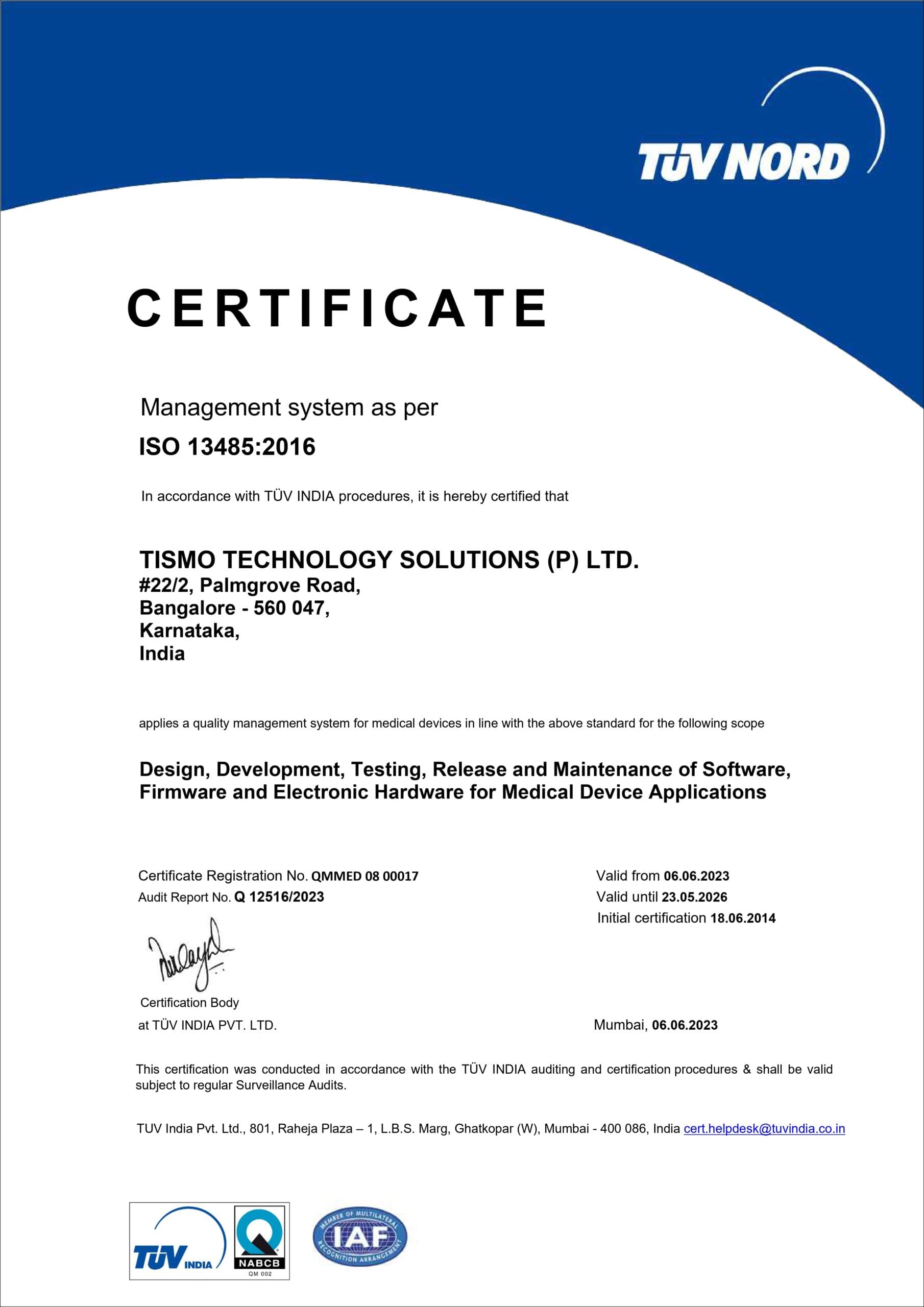 ISO 13485:2016 Certification